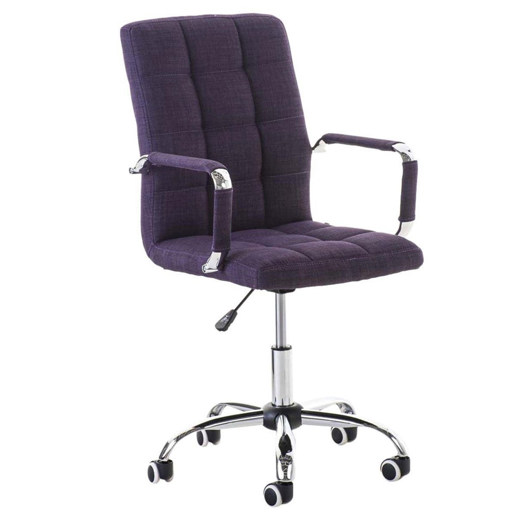 Fauteuil de Bureau BRISTOL TISSU, structure et accoudoirs métalliques, Violet foncé