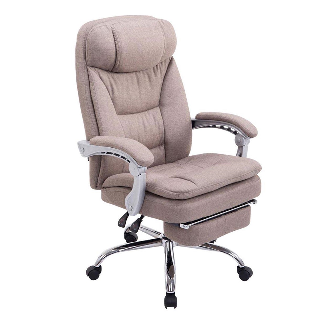 Fauteuil de bureau AUSTIN TISSU, inclinable, Repose-pieds Extensible, en tissu, Taupe