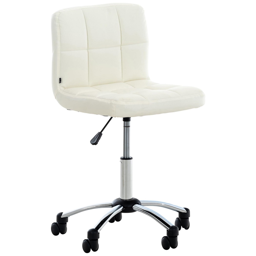 Chaise de bureau LUKE, Grand Rembourrage, Structure Métallique, Cuir , Blanc
