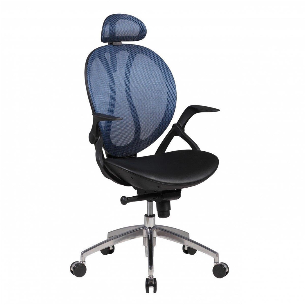 Siège ergonomique TELMA PRO, Appui-tête et Accoudoirs Réglables en Maille Respirable, Bleu