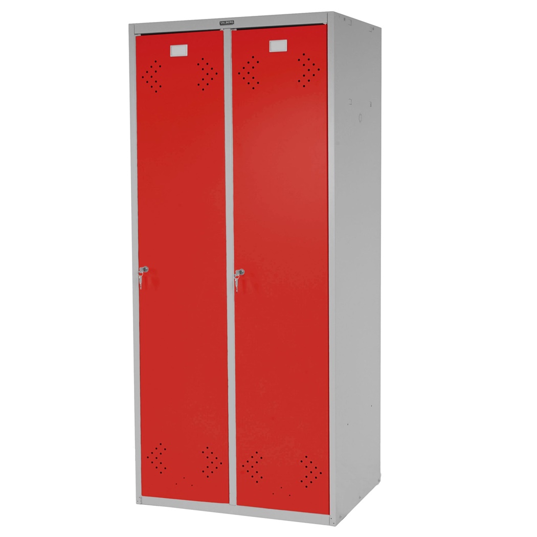 Casier Vestiaire Métallique FRIDA, 183x81x50 cm, 2 Portes, Rouge