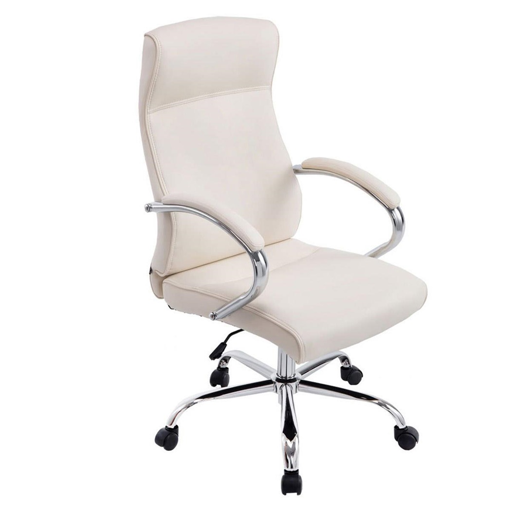 Fauteuil de bureau ZURICH, XXL, Grand rembourrage, Revêtement cuir, Crème