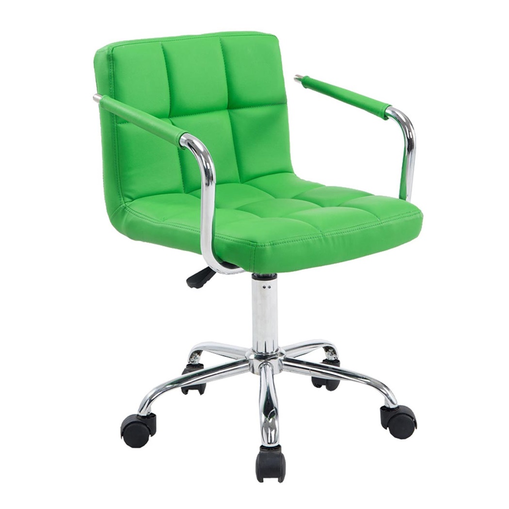 Chaise de bureau BETTY, Grand Rembourrage, Structure Métallique, Cuir, Vert