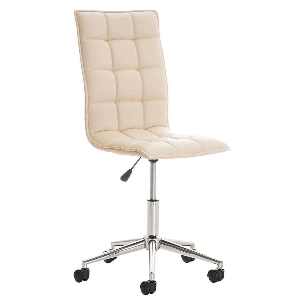 Chaise de bureau BULGARI, Design Sublime, Piétement Métallique, revêtement en Cuir, Crème