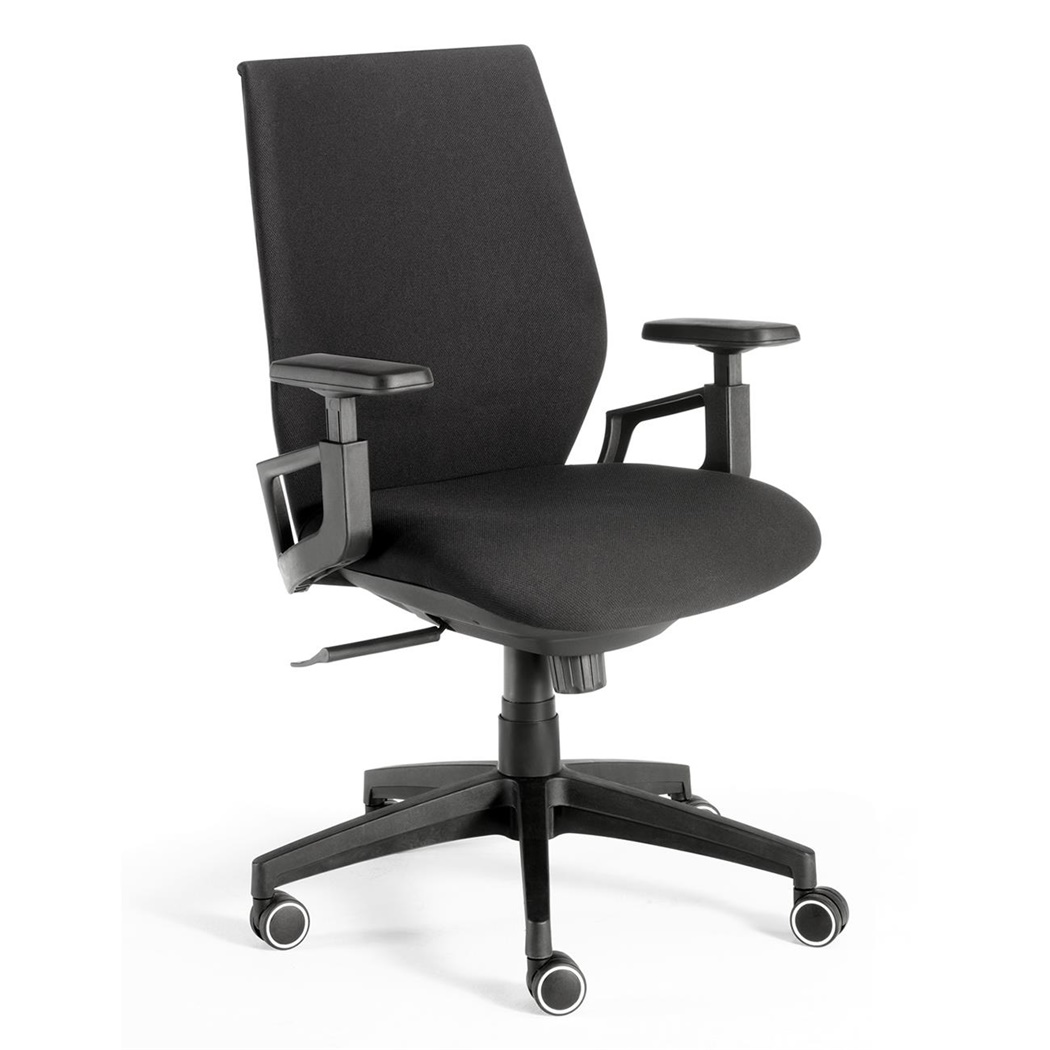 Chaise de bureau KELVIN, Adaptée utilisation 8h, Mécanisme synchrone, En Tissu, Noir