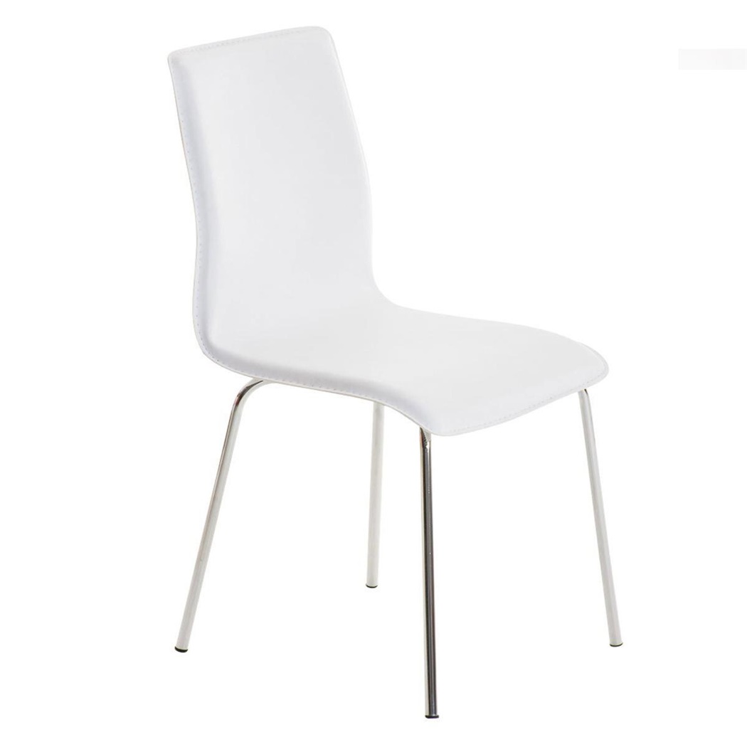 Chaise visiteur MIKI, Design exclusif, Revêtement Cuir, Blanc