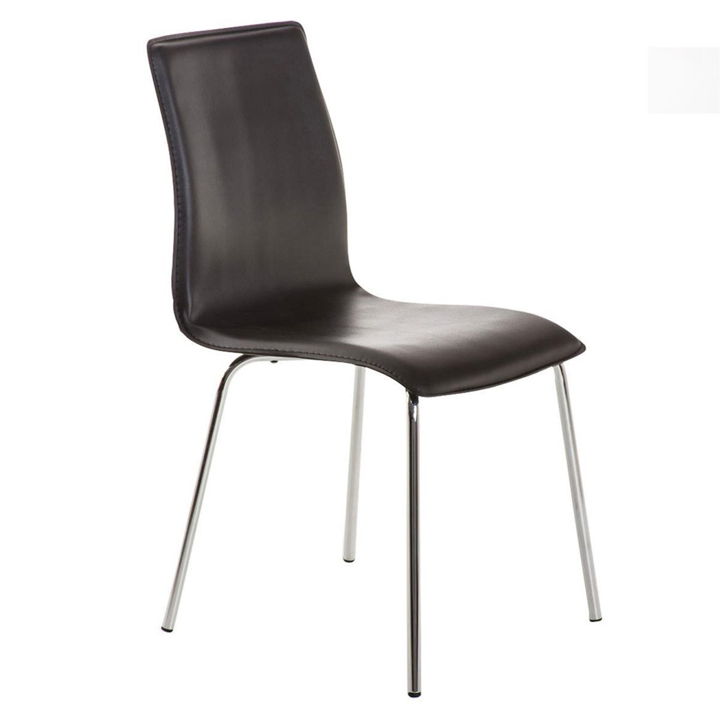 Chaise visiteur MIKI, Design exclusif, Revêtement Cuir, Noir