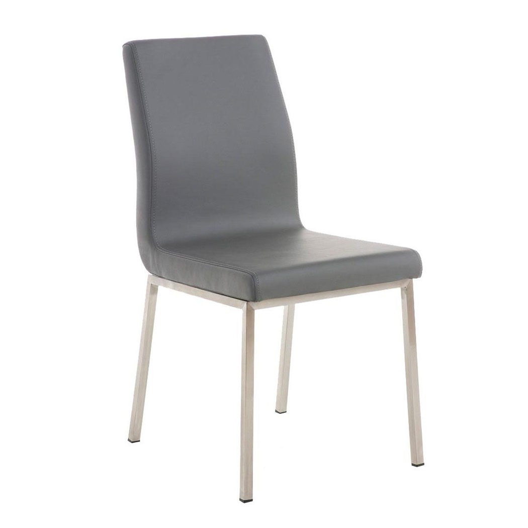 Chaise visiteur COLOMBE, Grand Rembourrage, Revêtement en Cuir, Gris