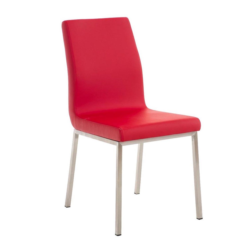 Chaise visiteur COLOMBE, Grand Rembourrage, Revêtement en Cuir, Rouge