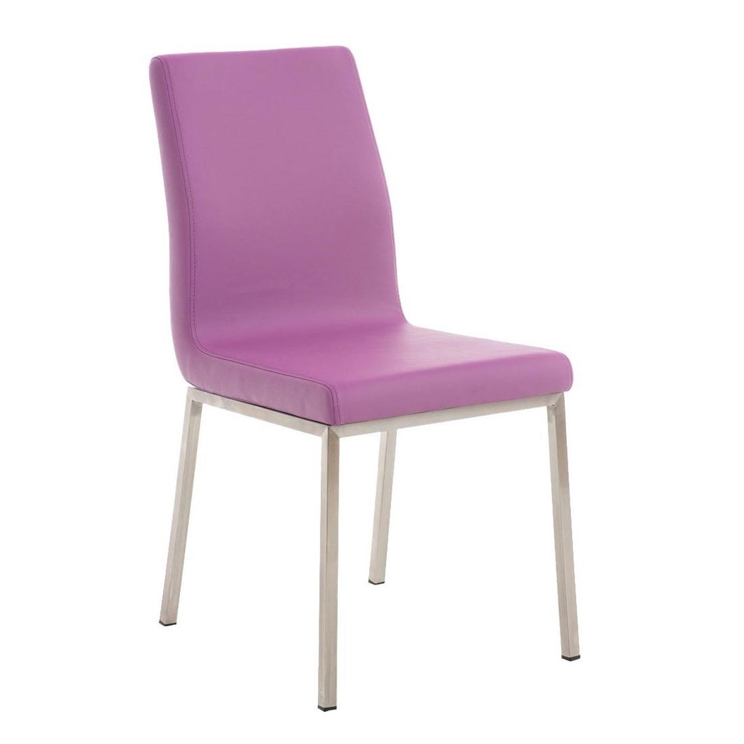 Chaise visiteur COLOMBE, Grand Rembourrage, Revêtement en Cuir, Violet