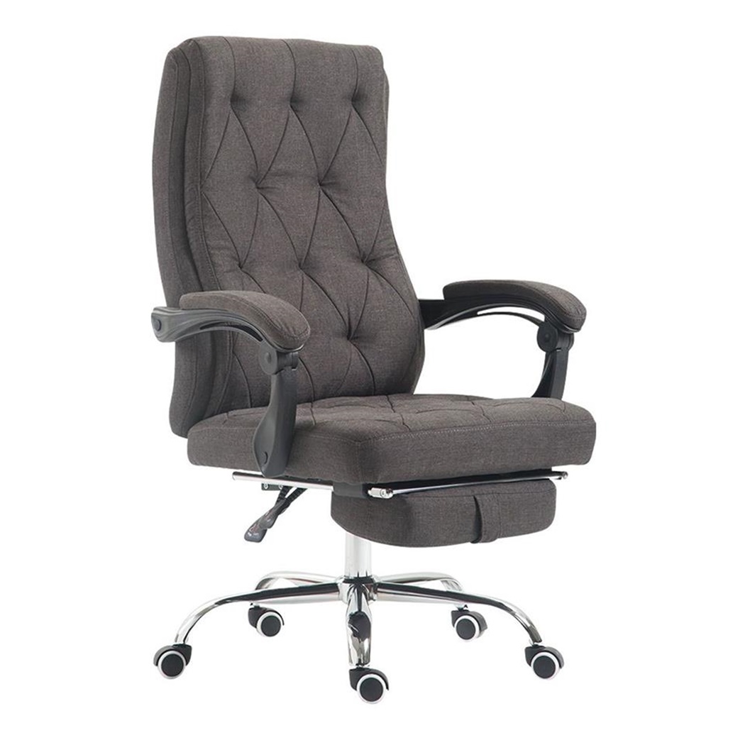 Fauteuil de bureau BENETY TISSU, Repose-pieds extensible, Grand rembourrage, Gris foncé