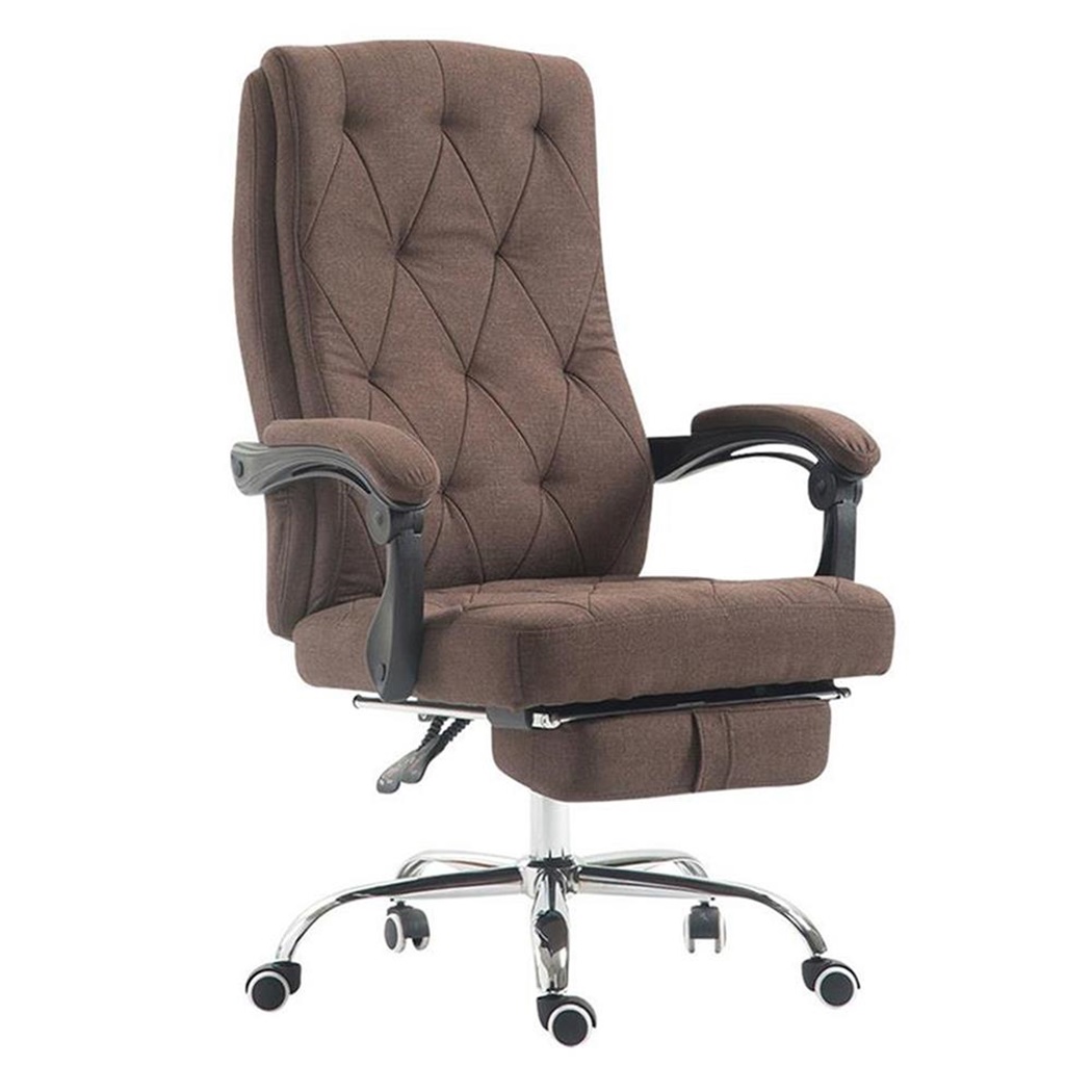 Fauteuil de bureau BENETY TISSU, Repose-pieds extensible, Grand rembourrage, Marron