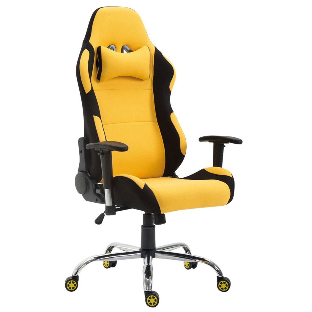 Fauteuil Gamer ROBY TISSU, Design Sportif et Grand Confort, Jaune