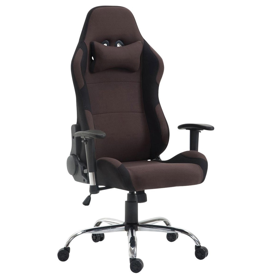 Fauteuil Gamer ROBY TISSU, Design Sportif et Grand Confort, Marron