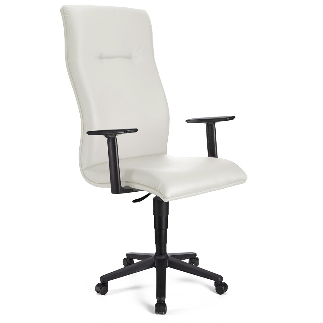 Fauteuil de bureau ANIBAL CUIR, Grand dossier, Accoudoirs Ajustables, Blanc