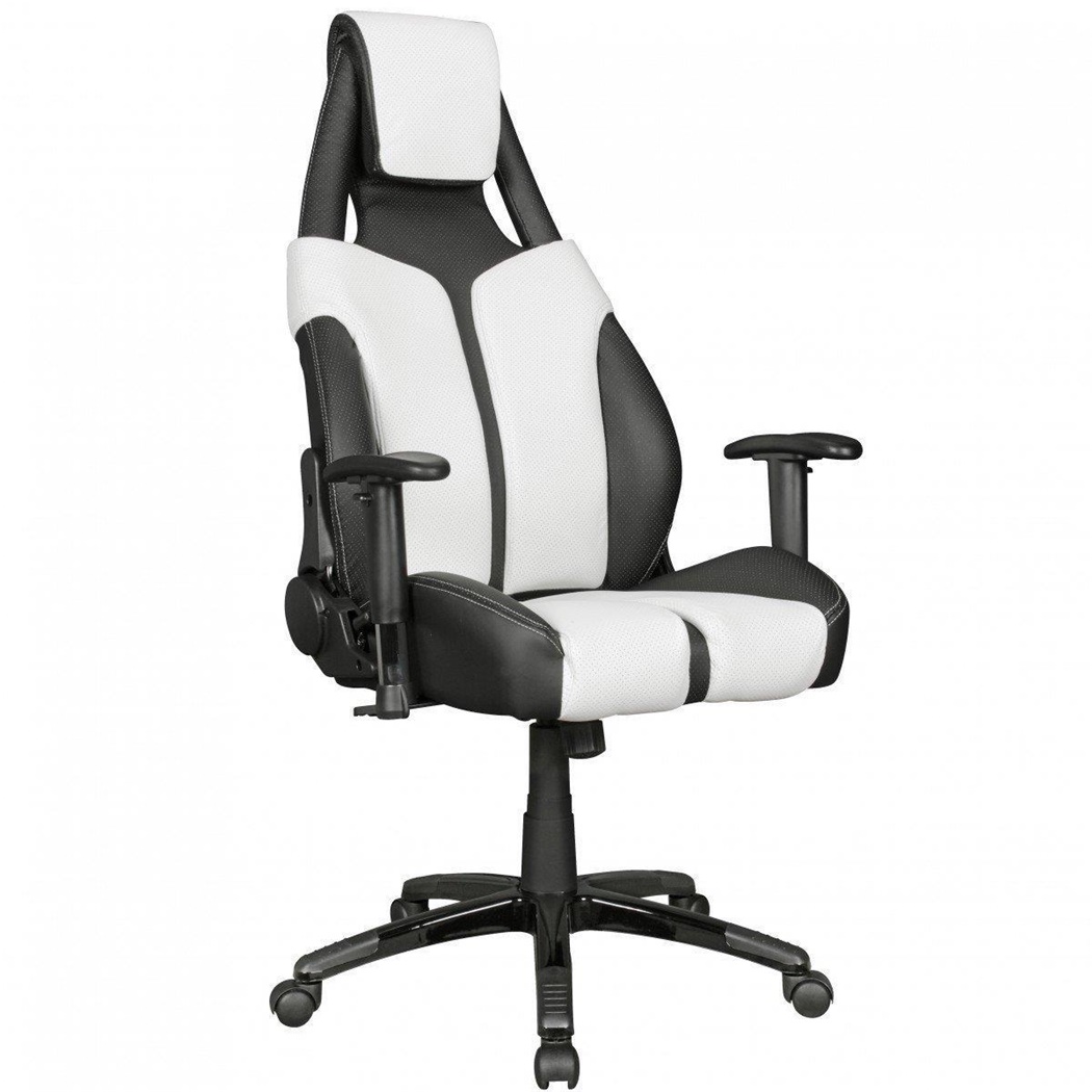 Fauteuil Gamer QUEEN, Élégance et Qualité, en Cuir, Noir et Blanc