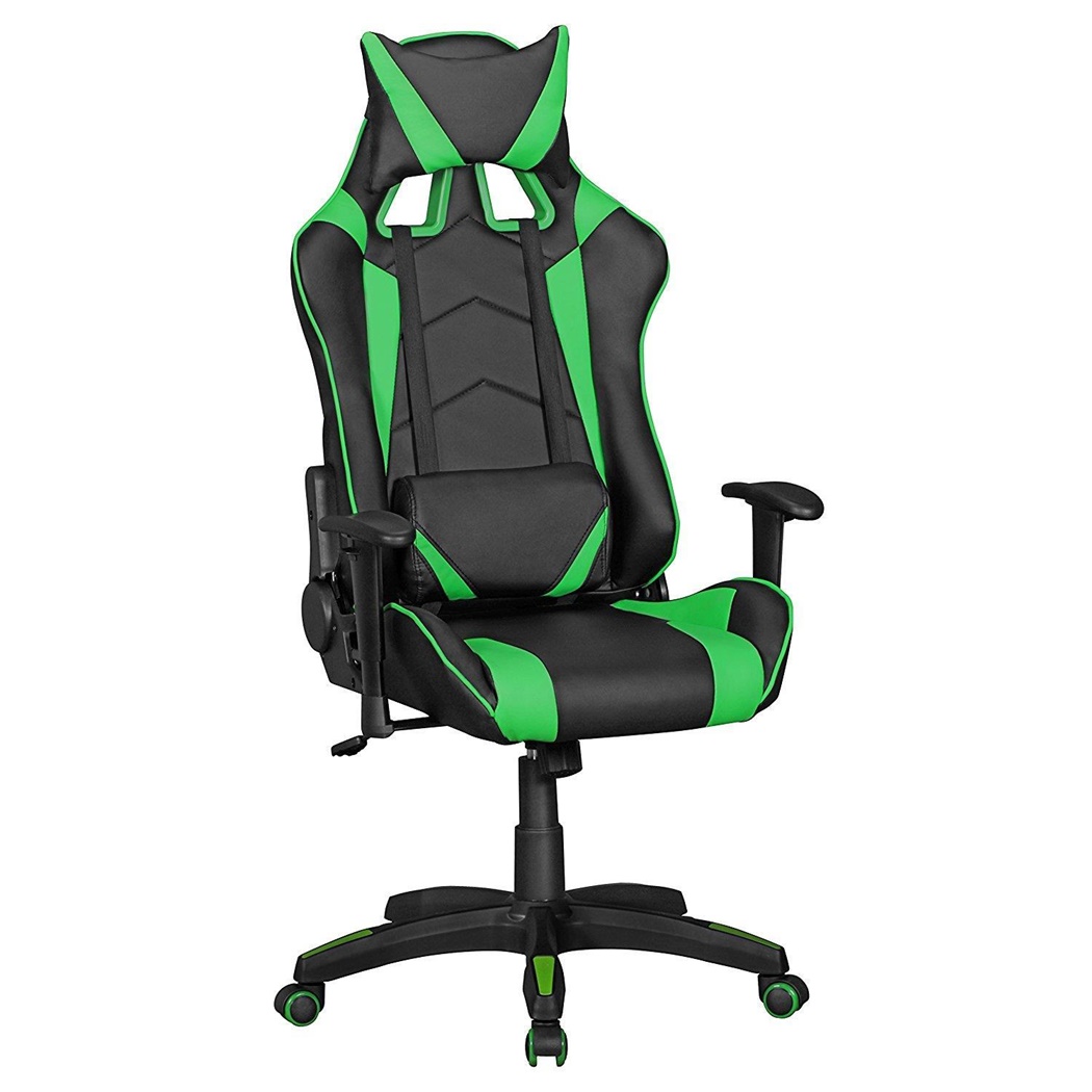 Fauteuil de bureau Gamer ORBY, Dossier Inclinable, Coussins Inclus, Noir/Vert