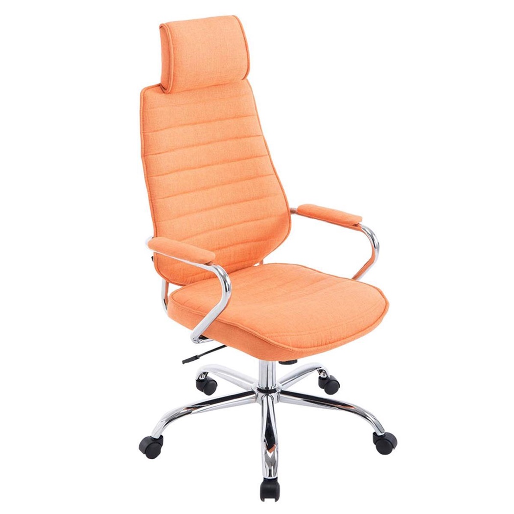 Fauteuil de Direction modèle RENO TISSU, Structure Métallique, Grand Dossier, Orange