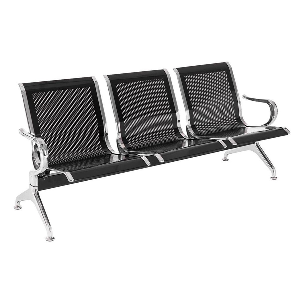 Banc salle d’attente 3 sièges AUREA, Structure et Sièges en Métal, couleur Noir