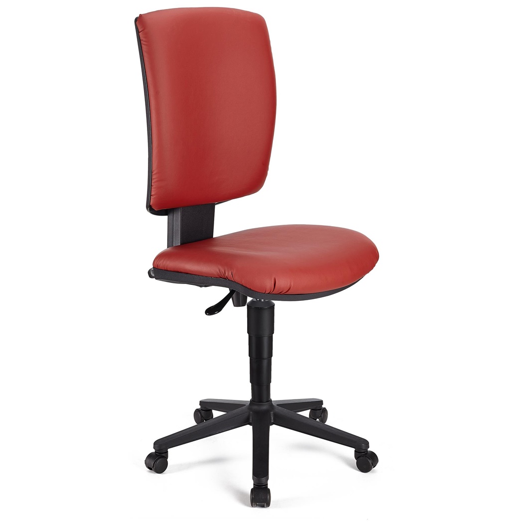 Chaise de Bureau ATLAS SANS ACCOUDOIRS CUIR, Dossier Ajustable, Grand Rembourrage, Rouge