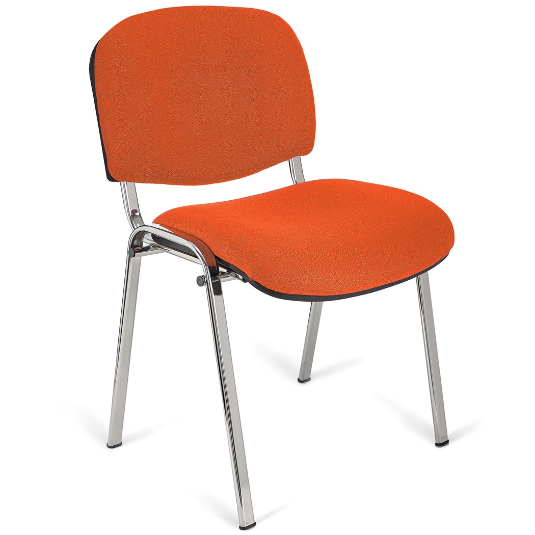 Chaise visiteur MOBY BASE, Commode et Pratique, Prix Incroyable, Orange et Piétement Chromé