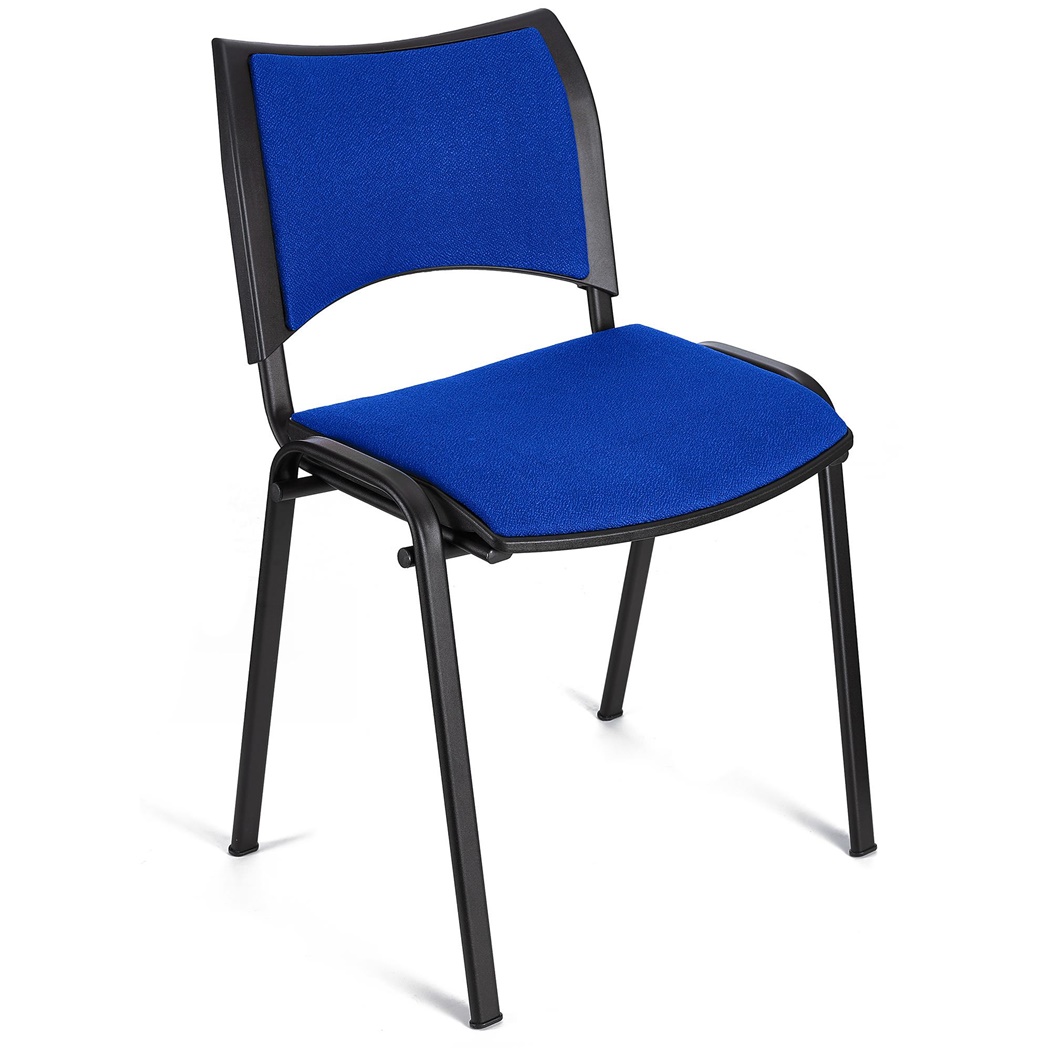 Chaise conférence ROMEL, Rembourrage Commode, Empilable, Piétement Noir, en Tissu, Bleu