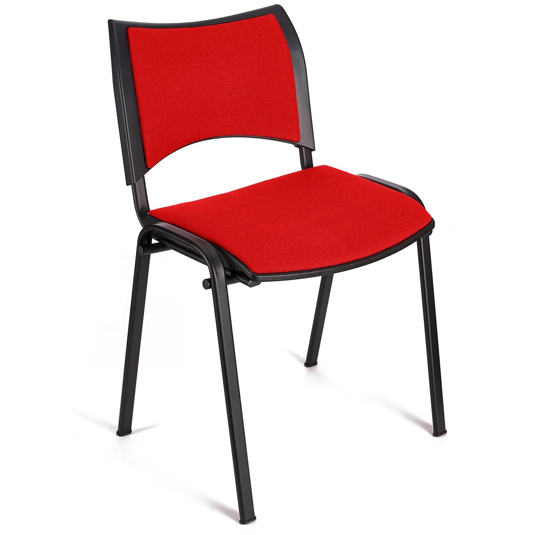 Chaise conférence ROMEL, Rembourrage Commode, Empilable, Piétement Noir, en Tissu, Rouge