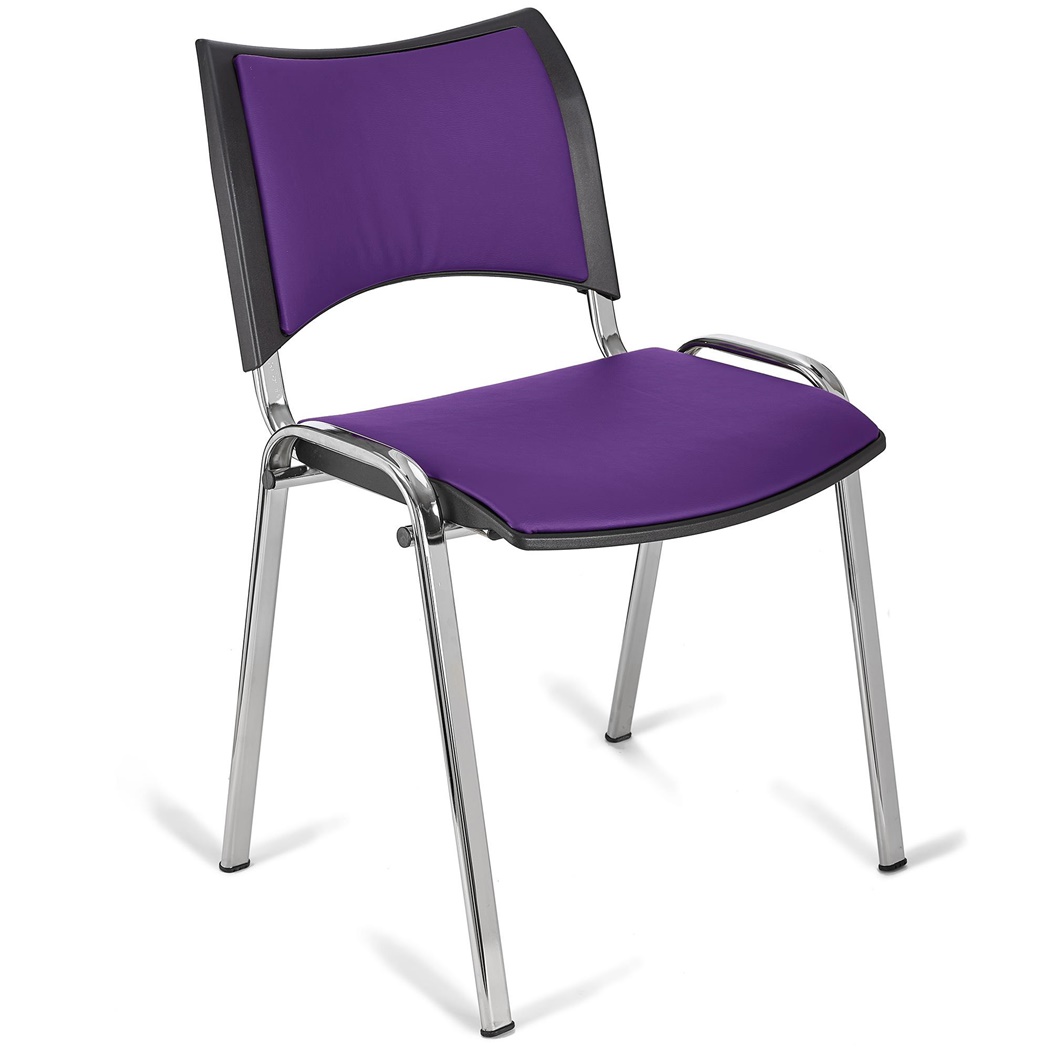 Chaise conférence ROMEL CUIR, Rembourrage Commode, Empilable, Piétement Chromé, Violet