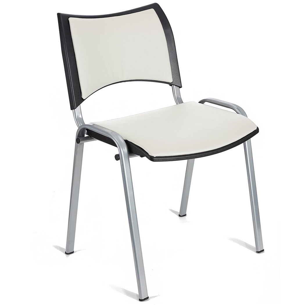 Chaise conférence ROMEL CUIR, Rembourrage Commode, Empilable, Piétement Gris, Blanc