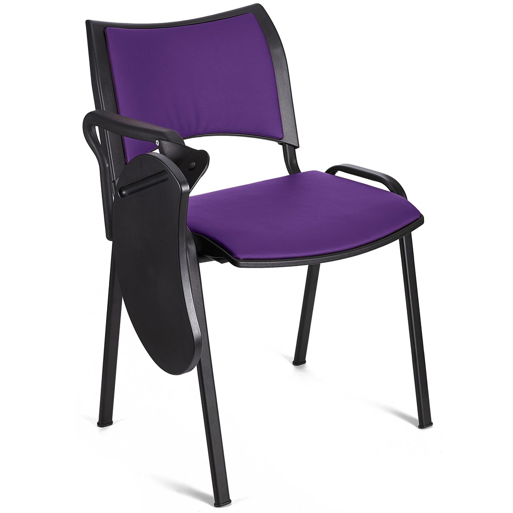 Chaise conférence ROMEL AVEC TABLETTE CUIR, Rembourrage Commode, Empilable, Piétement Noir, Violet