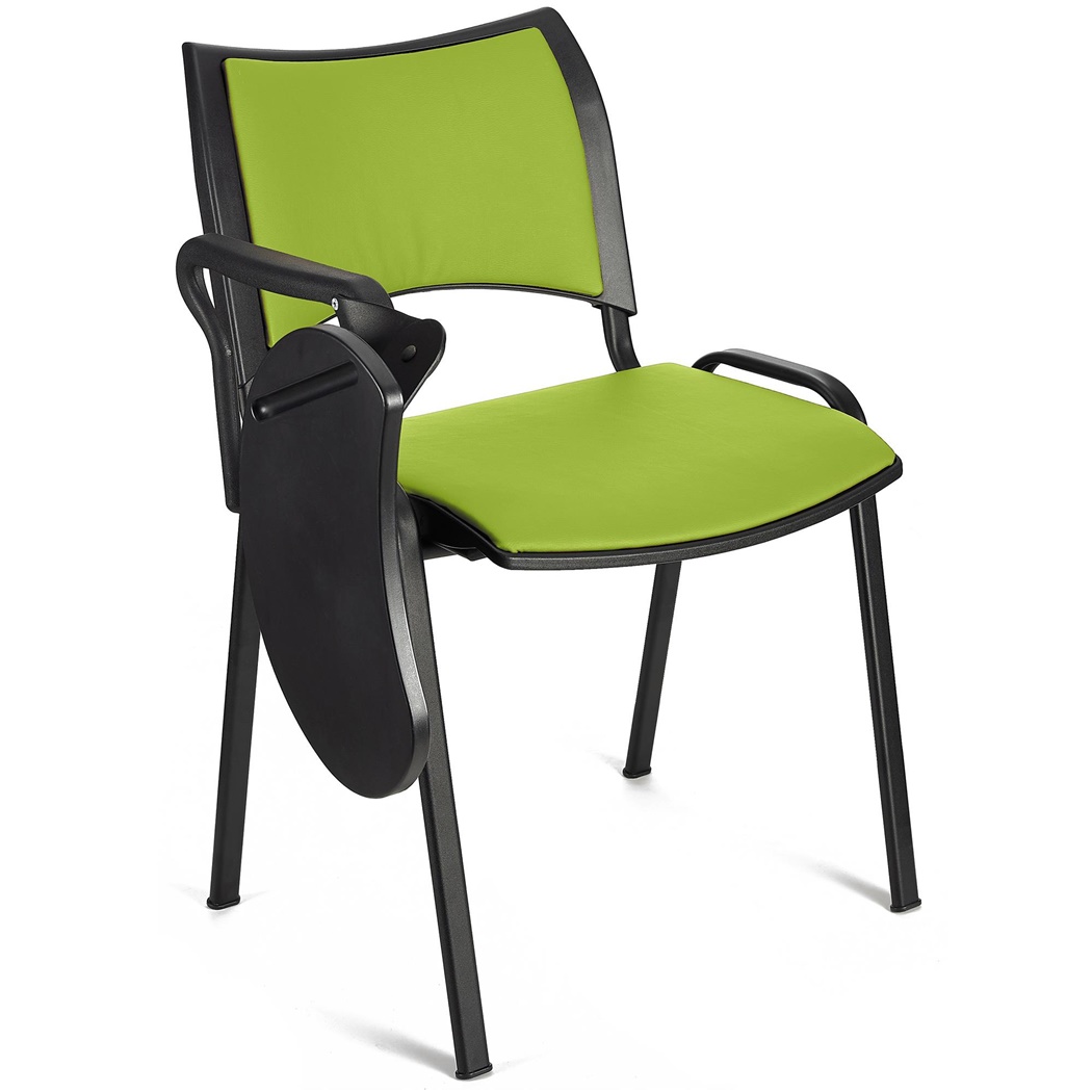 Chaise conférence ROMEL AVEC TABLETTE CUIR, Rembourrage Commode, Empilable, Piétement Noir, Vert