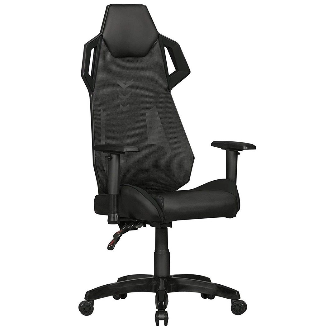 Chaise Gaming GAMEPAK, Ergonomique, Support Lombaire, Cuir et Maille, Noir