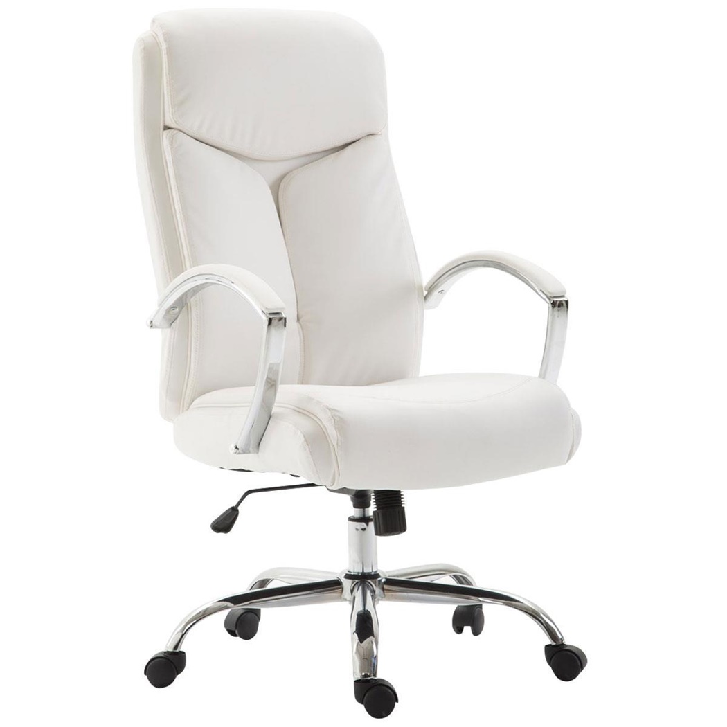 Fauteuil de Bureau BAUDY, Design élégant, Dossier Basculant, cuir, Blanc