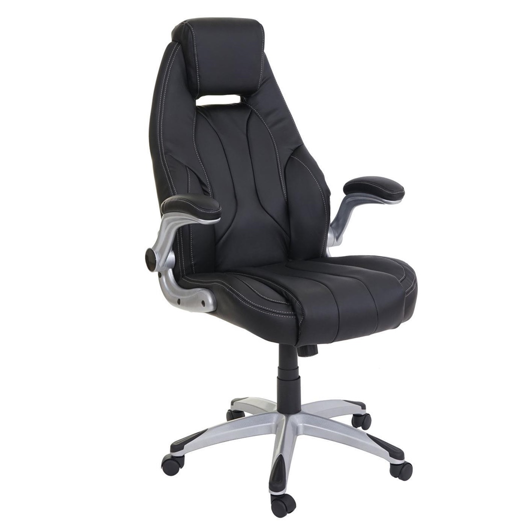 Fauteuil de bureau SINDY, Mécanisme Basculant, Avec Appui-tête, Accoudoirs rabattables, Noir