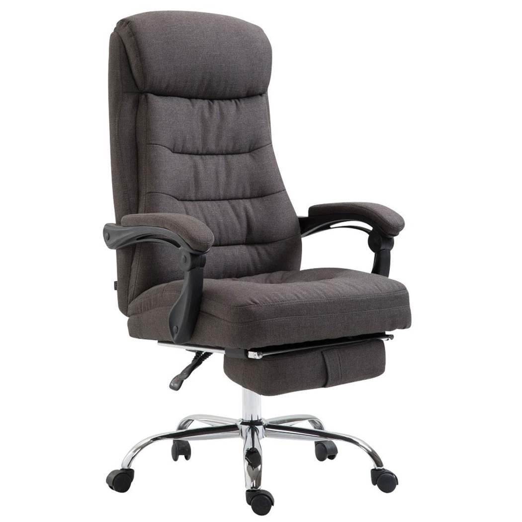 Fauteuil de bureau ARNO TISSU, repose-pieds, en tissu, Gris foncé