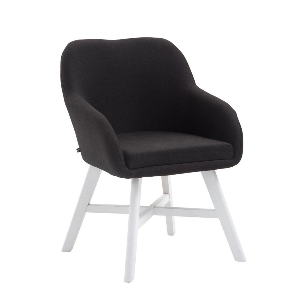 Chaise Visiteur KETEL, Design Exclusif, Armature en Bois Blanc, Tissu Noir