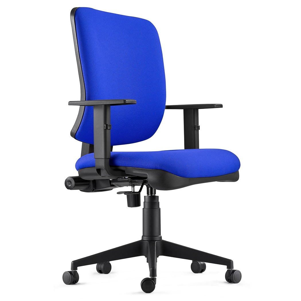 Chaise ergonomique DIEGO, Rembourrage Épais, Mécanisme Synchrone, en Tissu Bleu