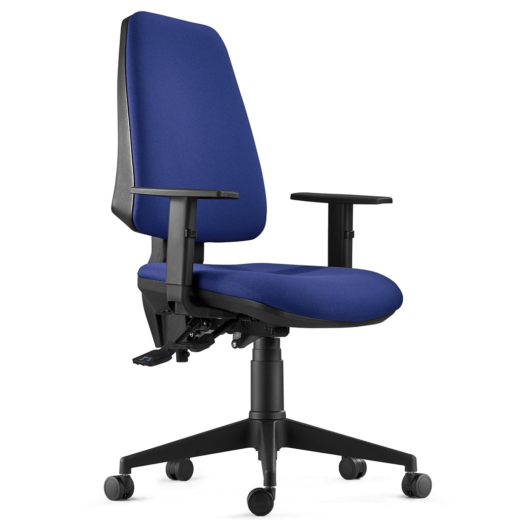 Chaise de Bureau Ergonomique INDIANA, en Tissu Bleu Foncé, avec Accoudoirs Ajustables