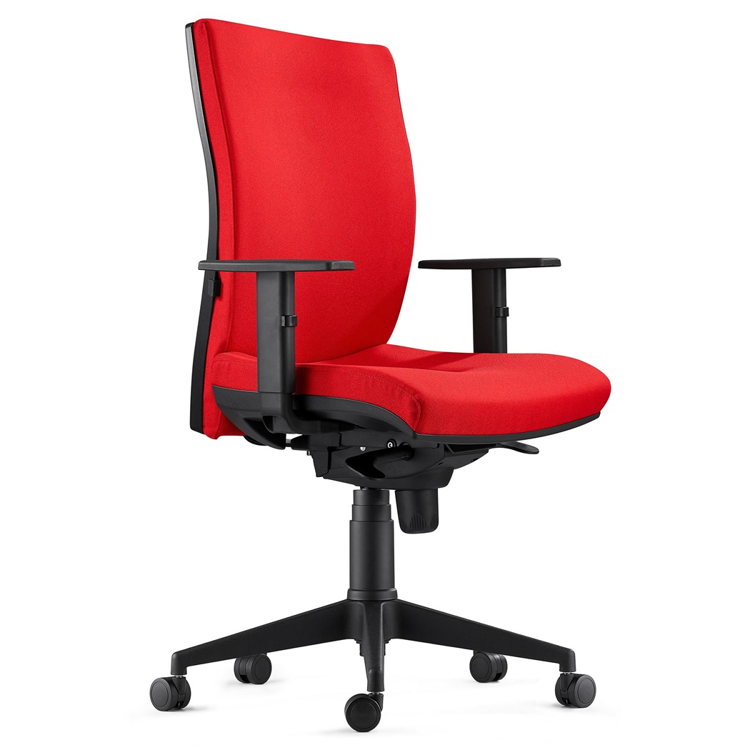 Chaise Ergonomique CALVIN, Tissu Ignifuge, Support Lombaire, Rouge