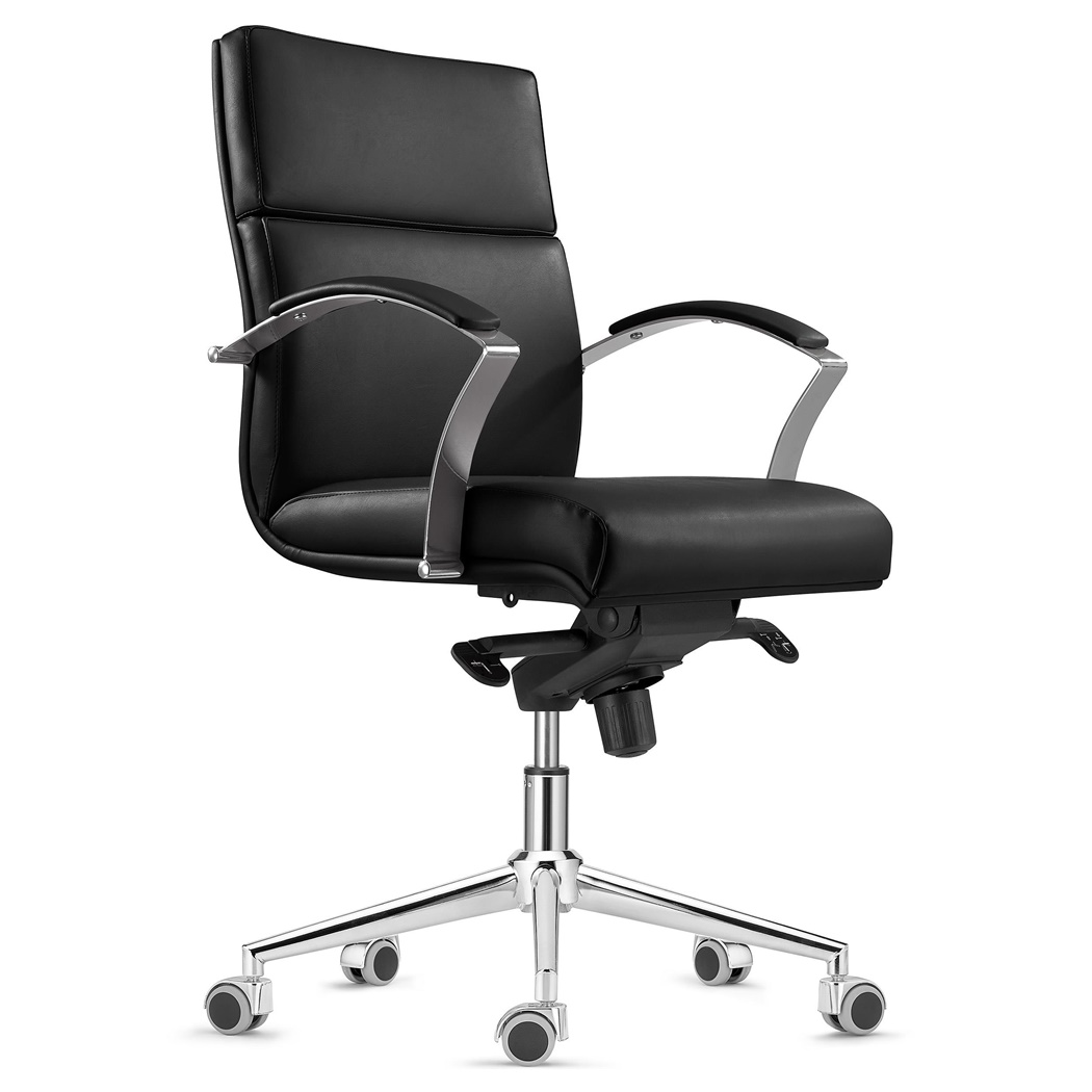 Fauteuil de Bureau RABAT, en Cuir, Noir, Dossier Basculant Taille Intermédiaire