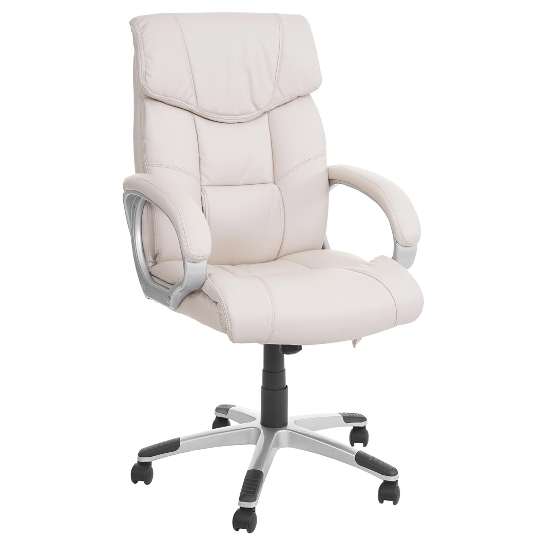 Fauteuil de Bureau SANTIAGO MASSAGE, Grand Rembourrage, Mécanisme Basculant, Utilisation 8h, Crème