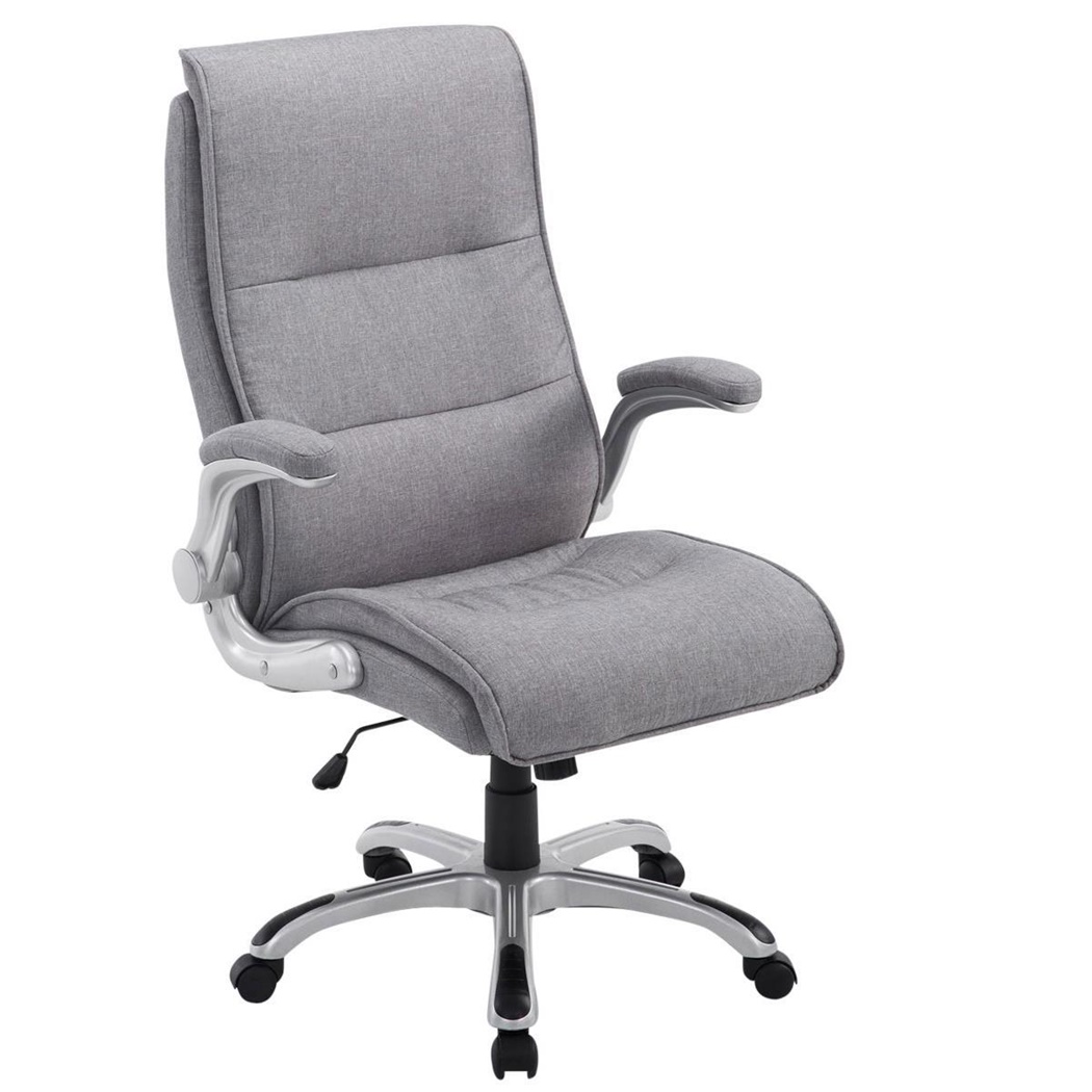 Fauteuil de bureau CRISTIANO TISSU, Grand rembourrage, Mécanisme Basculant, Utilisation quotidienne 8h, Gris Clair