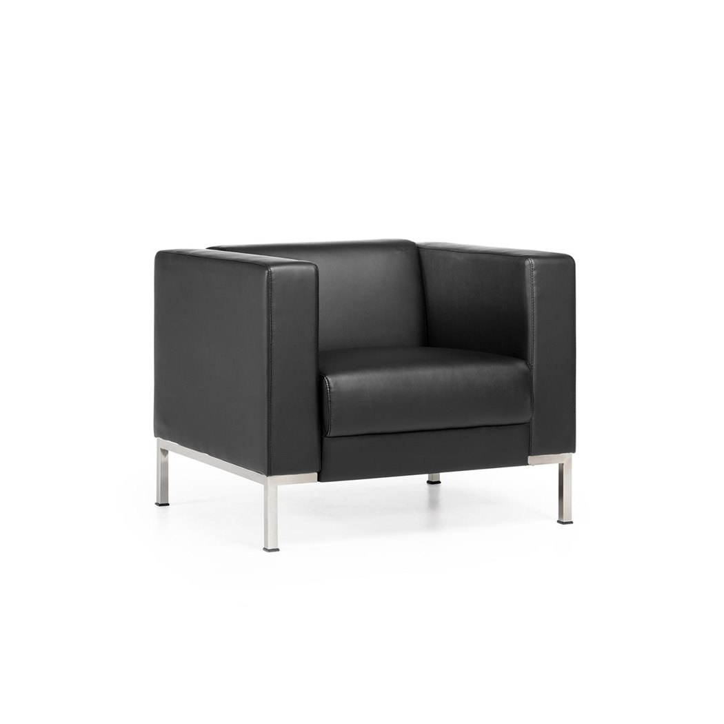 Fauteuil 1 place CAPIO, Design Elégant, Grand Confort, en Cuir, Noir