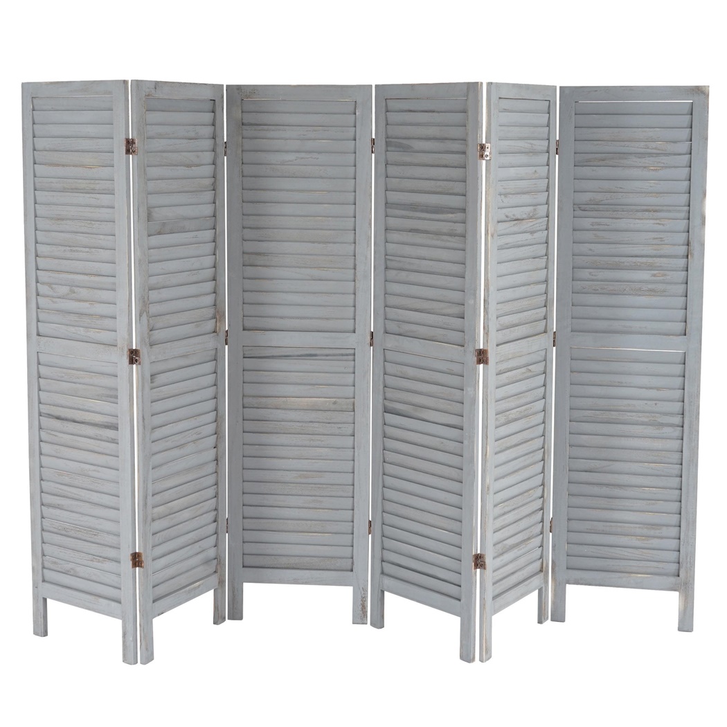 DEMO# Paravent en Bois LEO 170x276x2cm, Grand design et Style, Gris