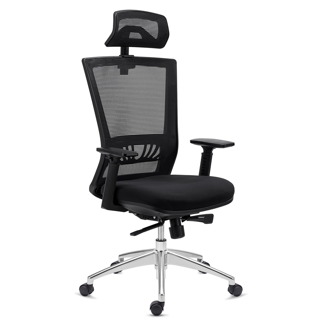 Chaise Ergonomique MAGNUM ELITE, Appui-tête, Utilisation 8h, Piétement Métallique, Support Lombaire, Noir