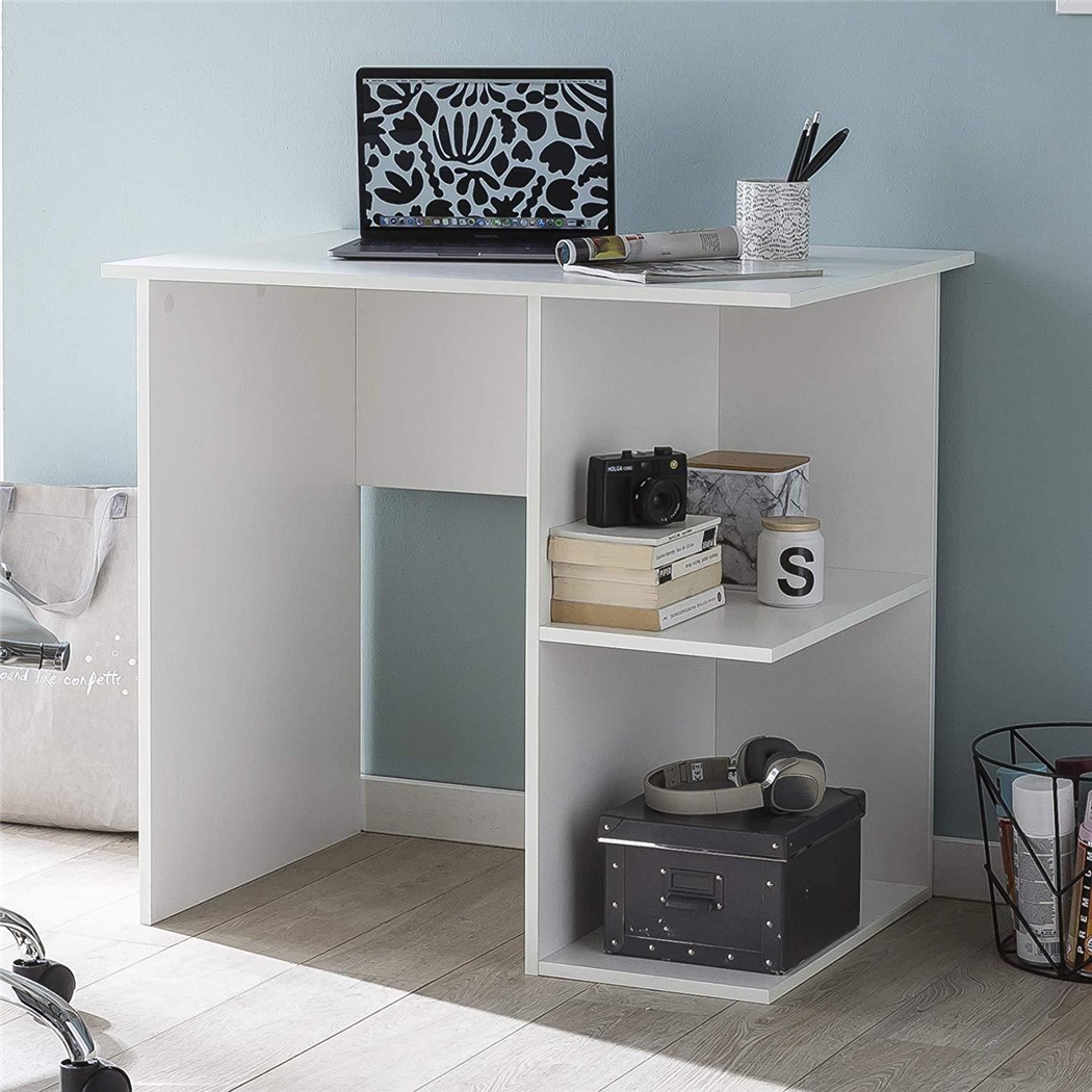 Bureau Informatique YASIRA, Dimensions 82x60x76cm, en Bois, couleur Blanc