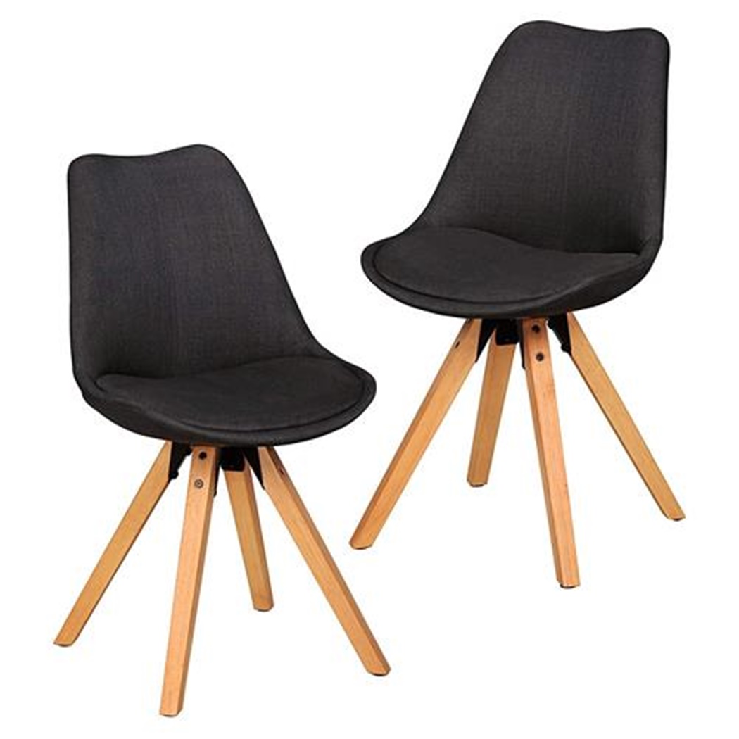 Lot de 2 Chaises Visiteur KARINE, Design Exclusif, Structure en Bois, en Tissu, couleur Anthracite