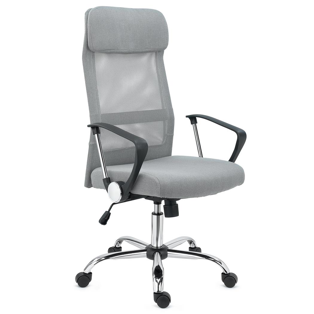 Chaise de Bureau NISEKO, Appui-tête Rembourré, Piétement Métallique Exclusif, en Gris