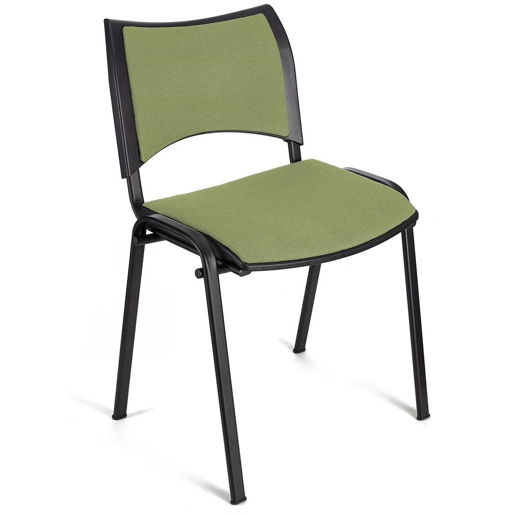 Chaise conférence ROMEL, Rembourrage Commode, Empilable, Piétement Noir, en Tissu, Vert Olive