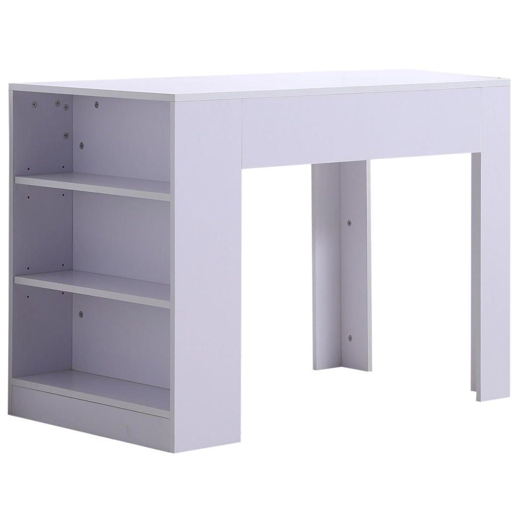 Bureau Informatique NELA, 100x60x75 cm, avec Étagères, en Bois,Blanc